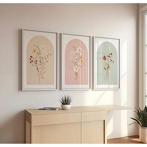 Watercolor Flower Wall Art Set of 3 Wildflower Floral Wall Decor Pictures Botanical Canvas Wall Art Vintage Prints Boho Flower Painting Minimalist Floral Poster for Room Bedroom 12x16 Inch Unframed