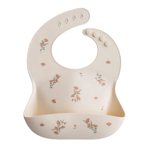 Mushie Silicone Baby Bib | Pink Flowers