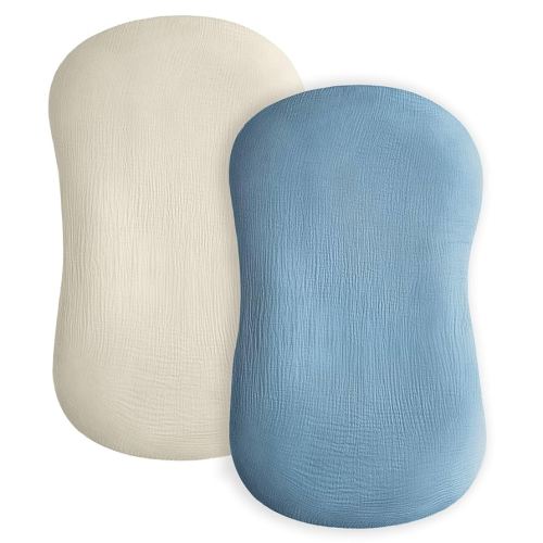 Baby Lounger Cover, Muslin Baby Nest Covers 2 Pack, 100% Cotton Newborn Lounger Cover, Infant Loungers Covers, Breathable Adjustable Slipcover for Boys Girls