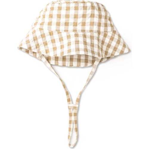 Organic Bucket Sun Hat, Brown Chequered