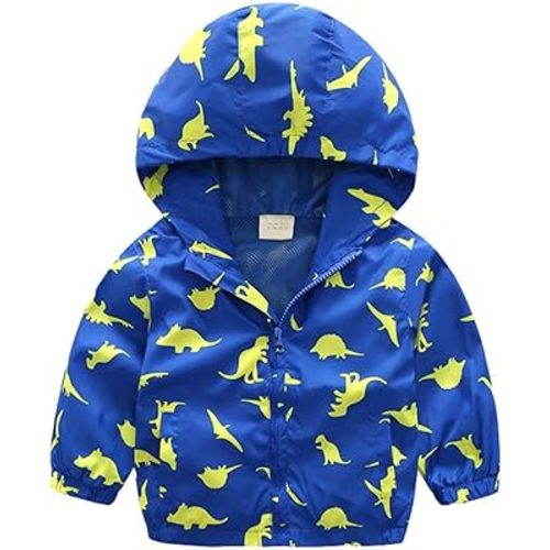 Boys' Hooded Dinosaur Jacket Windbreaker Outerwear
