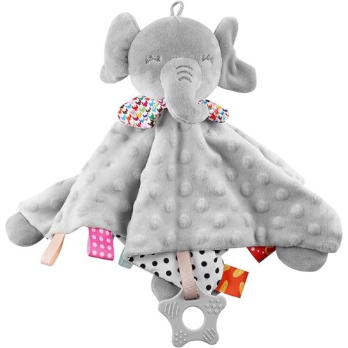 Elephant Baby Lovey for Unisex Newborn Baby Security Blanket for Boys and Girls,Soft Lovie Baby Gifts Multi-Purpose Stuff Snuggle Toy,Elephant Stuffed Animal Grey