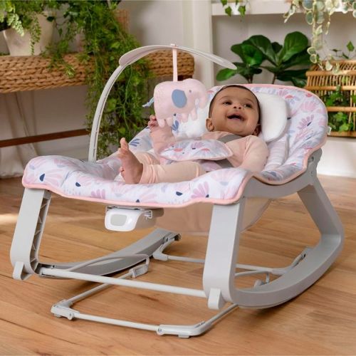3-in-1 Grow With Me Baby Bouncer, Rocker & Toddler Seat - Pink Burst