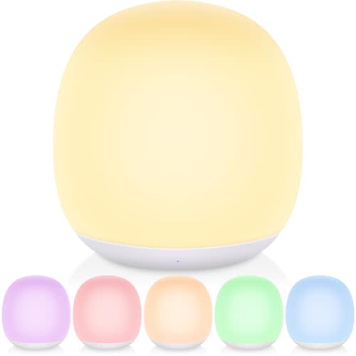 Tyute Night Light for Kids, Night Light for Baby Nursery, Color Changing&Dimmable Touch Control Egg Light Portable, Rechargeable Toddler Nightlight Silicone Lamp with Timer for Bedside,Camping,Easter