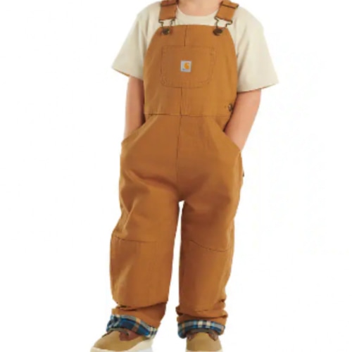 Kids' Canvas Bib Overall Flannel-Lined (Infant/Toddler) | Carhartt Brown | Carhartt