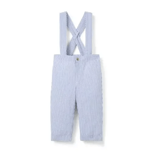 Newborn Atlantic Blue Stripe Baby Striped Seersucker Suspender Pant by Janie and Jack