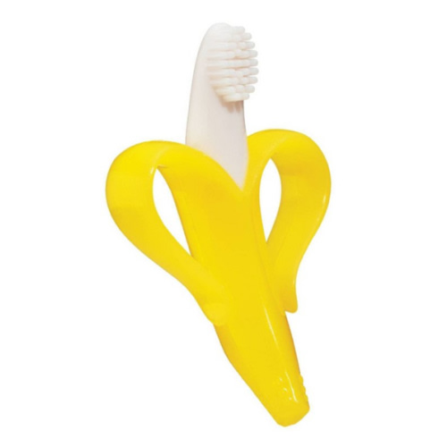 The Original Baby Banana Toothbrush Teether Toy, for Babies Infants Toddlers; USA Family-Owned Business; Teething Relief for Sore Gums, Massaging Soothing; Safest Food Grade Silicone