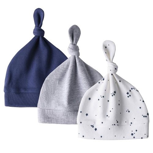 Owlivia Organic Newborn Knot Hats, Hospital Baby Beanies, Unisex Infant Caps, 3-Pack