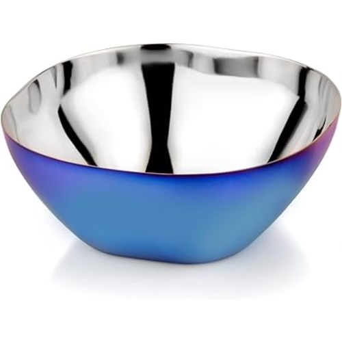 Ahimsa Stainless Steel Kids Bowls - Pediatrician Designed, 12oz Toddler Bowls, Non Toxic Stainless Steel Snack Bowl, BPA Free & Dishwasher Safe (Single Blue Bowl)