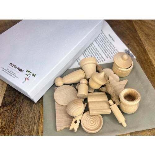 Parable Pouch - Christian wooden devotional tools for kids - READY TO SHIP