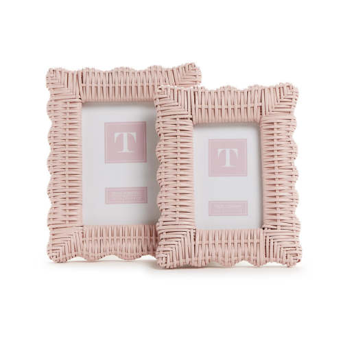 Pink Wicker Weave Photo Frame, Set of 2 | Over The Moon