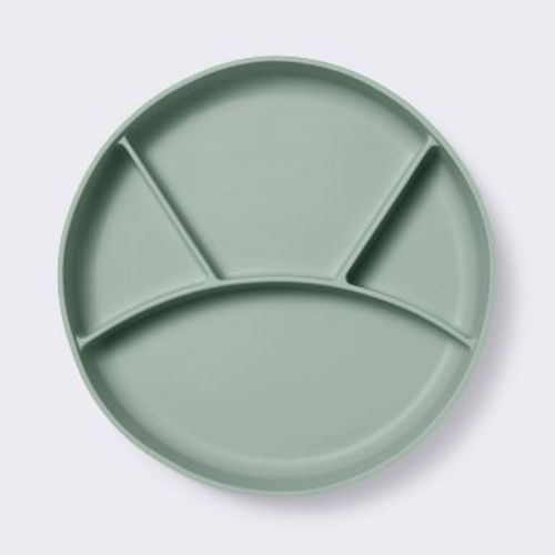 Silicone Suction Divided Plate - Green - Cloud Island™