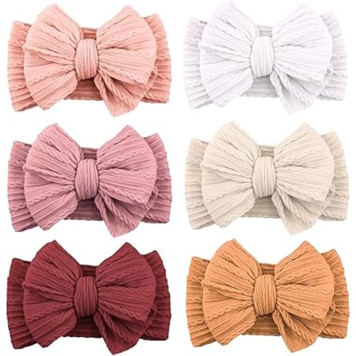 6 Pack Baby Headbands Super Soft Stretchy Nylon Hair Bands Hair Bows Hair Accessories for Baby Girls Newbrons infants Toddlers 03