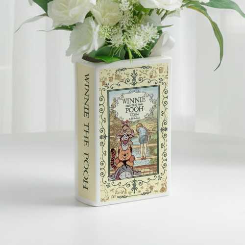 Vintage Winnie the Pooh Book Vase, Ceramic Book Shaped Flower Vase with Classic Cover, Pooh Bear Vase Decor, Book Lover Ceramic Vase