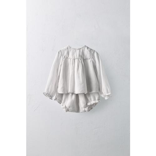 1-24 MONTHS/ 100% RAMIE BLOUSE AND BLOOMERS SET LIMITED EDITION - Pearl gray | ZARA United States