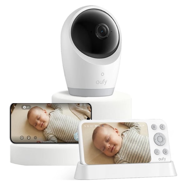 eufy Security Baby Monitor, Hybrid Wi-Fi and No Wi-Fi Connection, 24/7 Recording in app, Pan-Tilt, Portable Camera with Built-in Battery, ANR