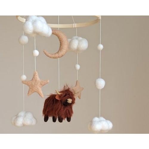 Cow Crib Mobile, Highland Cow Mobile, Western Baby Mobile, Moon Baby Mobile, Clouds Moon Mobile, Ranch Animals Mobile, Baby Mobile - Etsy