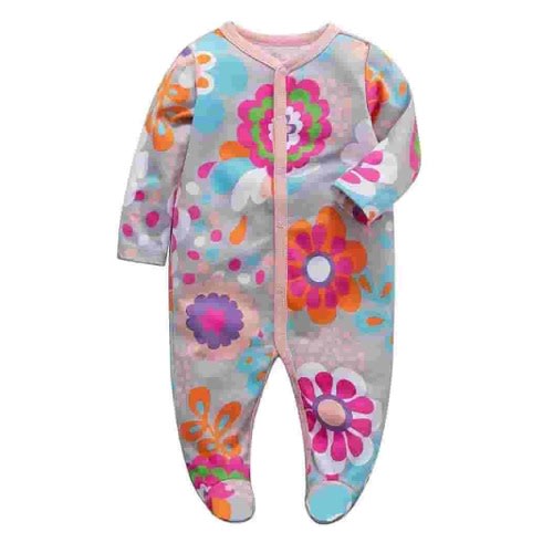 SXIMEE Infant Baby Girls' Sleep and Play Footed Pajamas One-Piece Sleeper Button Romper Jumpsuit Cotton PJs For Newborn