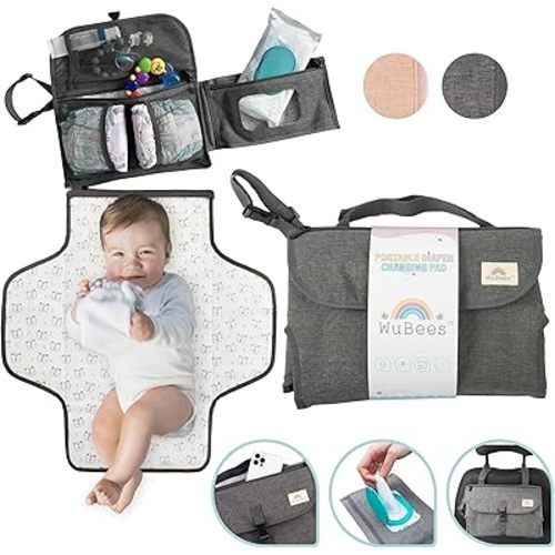 Portable Diaper Changing Pad for Baby Foldable Waterproof Mat Travel Diaper Changing Station Baby Essentials Gifts for Baby Shower Newborn Girls and Boys Baby Stuff by WuBees