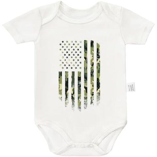 Camo American Flag USA Bodysuits, Tactical Baby Gear Clothing, Cute Infant Short Sleeves Clothes for 0-24 Months