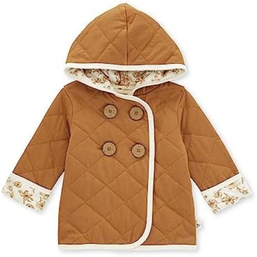 Burt's Bees Baby Unisex Baby 4 Button Hooded Quilted Jacket