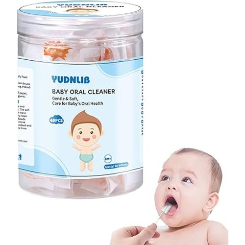 48PCS Baby Tongue Cleaner, Disposable Baby Toothbrush Soft Gauze Oral Cleaning Stick Infant Mouth Cleaner for 0-36 Months Newborn Dental Care
