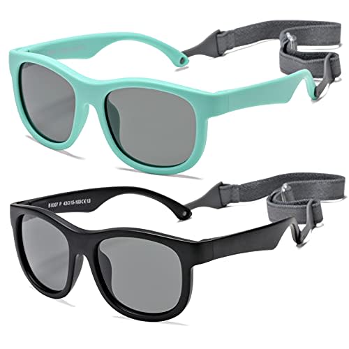 Flexible Polarized Baby Sunglasses with Adjustable Strap for Toddler Newborn Infant Age 0-24 Months