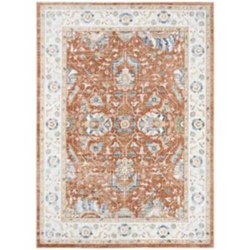 Astra Machine Washable Rust Ivory 7 ft. x 9 ft. Medallion Traditional Area Rug