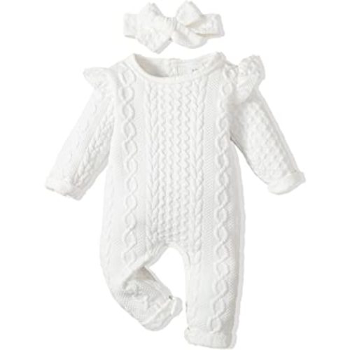 Renotemy Newborn Baby Girl Clothes Fall Winter Outfits Infant Rompers Solid Jumpsuits Bodysuit Cute Infant Baby Clothes Girl