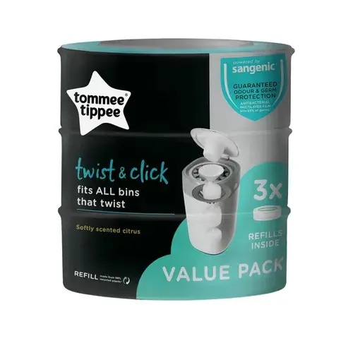Tommee Tippee Twist & Click Nappy Disposal Unit Refill Cassette - 3 Pack | Baby Bunting AU