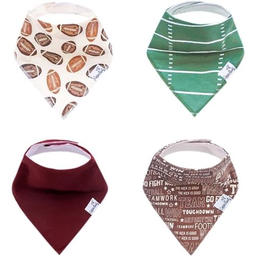 Copper Pearl Baby Bandana Bibs - 4 Pack Soft Cotton Bibs for Drooling & Teething, Absorbent, Adjustable Fit, Many Styles