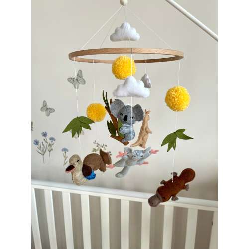 Australian Animals Nursery Mobile: Handmade Koala, Platypus & Kookaburra