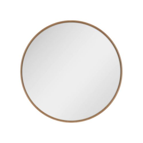 Master & Co. 34" Round Woodgrain Mirror Natural: Modern Decor, Mdf Frame, Wall Mount, No Assembly Required