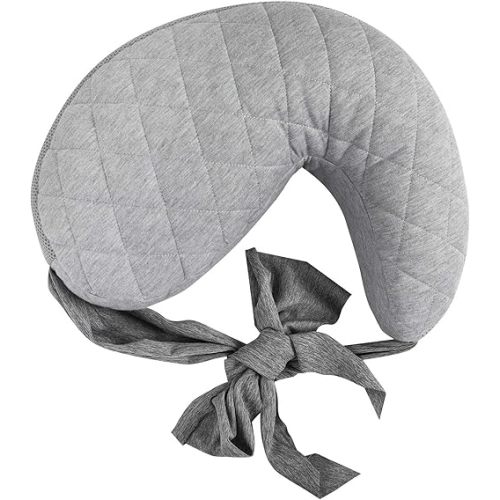 Boppy Anywhere Travel Nursing Pillow, Soft Gray, Plus Sized to Petite with Stretch Belt, Portable Nursing Pillow, Breastfeeding and Bottle-Feeding Support, Machine Washable