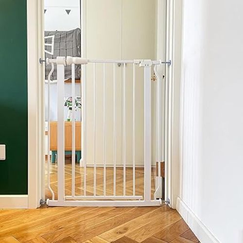 BalanceFrom Walk-Thru Safety Gate for Baby and Pets, Child Proof Fence for Doorways, Stairways, Hallways, 29.1" to 33.8" Opening, 30" Height, White