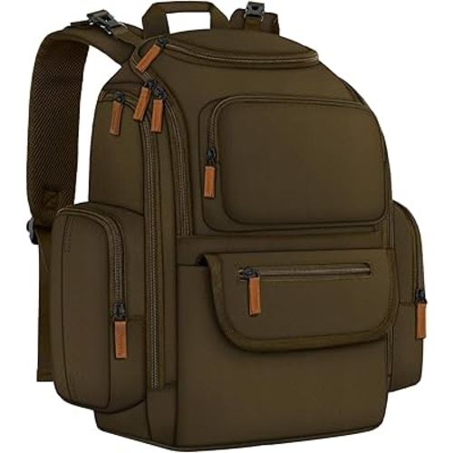 Mancro Diaper Bag Backpack, Large Multifunction Baby Backpack for Travel with Stroller Strap and 2 Insulated Pockets, Diaper Baby Bag for Mom, Dark Green