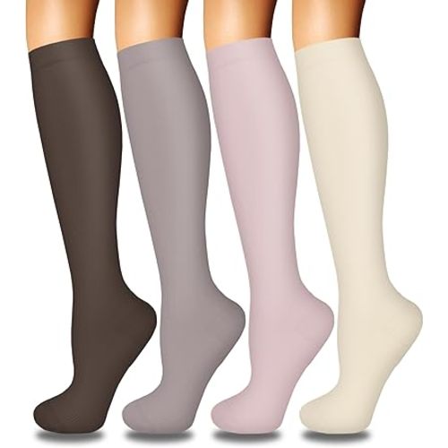 Iseasoo 4 Pairs Compression Socks for Women Circulation-Best Support for Nurses,Running,Athletic,Travel