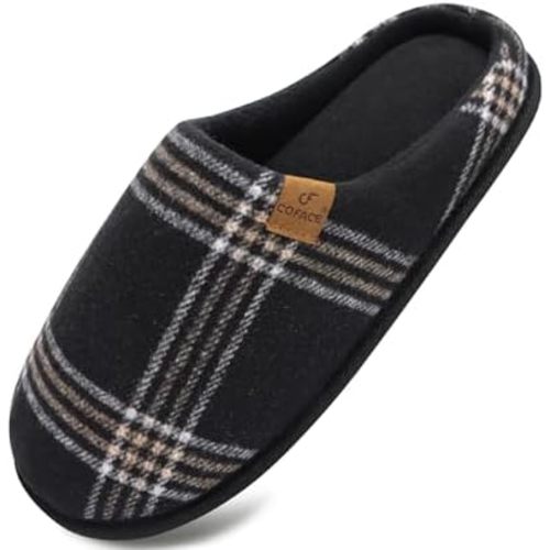COFACE Unisex Mens Womens Cozy Memory Foam Scuff Slippers Casual Slip On Warm House Shoes Indoor/Outdoor Felt Sandal Slippers With Arch Support Rubber Sole Size 4-15