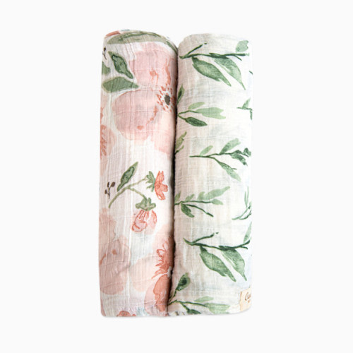 Cotton Muslin Swaddles (2 Pack) - Parker Floral And Leaf