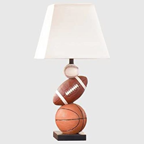 Kids Table Lamp, Adorable 14 Inch Football, Basketball & Baseball Design with Cute Lampshade, Sports-Themed lamp Ideal for Children's Bedroom Decor, Bedside Lamp Includes LED Bulb