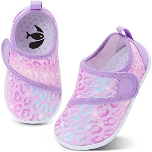 shopUAL Toddler Water Shoes Kids Girls Boys Beach Aqua Socks Skin Barefoot Walking Water Shoes Quick Dry Non-Slip Breathable Swim Pool Surf