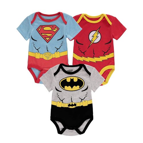 Happy Threads DC Comics Boys' Justice League 3 Pack Bodysuits Superman Batman The Flash