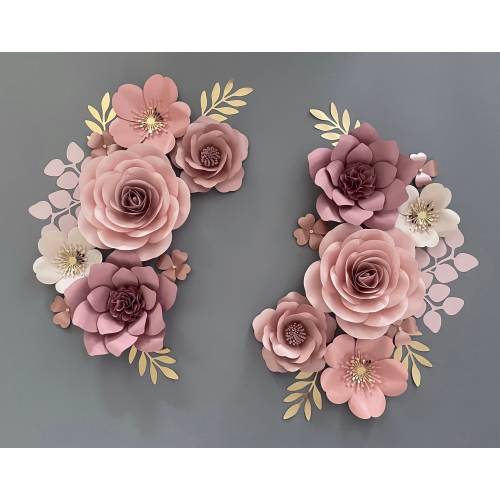 Mauve Pink Paper Flower Wall Decor: Baby Girl Nursery Set & Name Sign