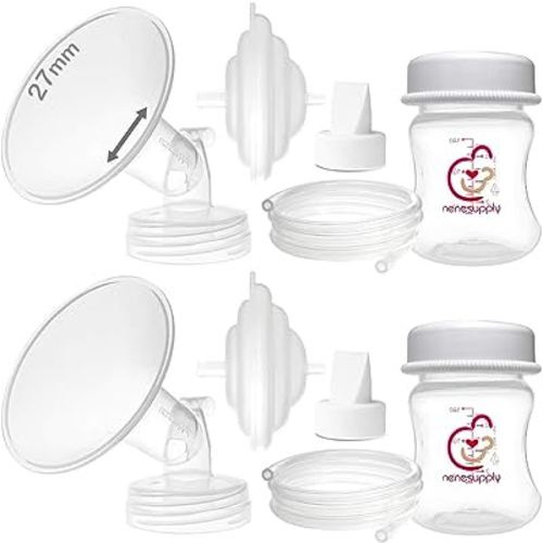 Nenesupply 27mm Flange Pump Parts Compatible w Spectra S2 S1 Breast Pumps Replacement Kit for Spectra Pump Parts 27mm S2 Parts S2 Accessories Inc Flange Duckbill Valve Backflow Protector Bottles