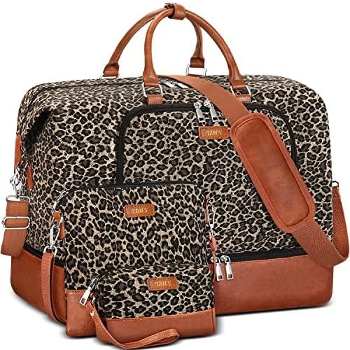 Travel Weekender Bag for Women, Overnight Bag with Shoe Compartment Oversized Travel Duffel Bag Carry On Tote 21"