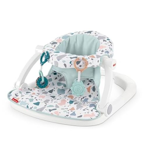 Fisher-Price Portable Baby Chair Sit-Me-Up Floor Seat With Developmental Toys & Machine Washable Seat Pad, Pacific Pebble