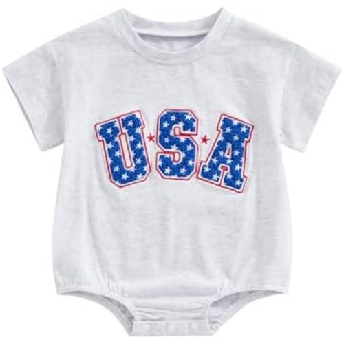 4th of July Baby Outfit Boy Girl My First Fourth of July Bubble Romper Oversized Onesie Toddler USA Clothes