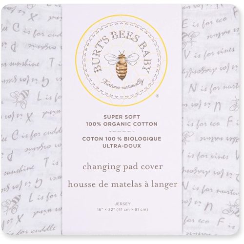 Burt's Bees Baby Unisex Baby Gift Set - Crib Sheet, Changing Pad Cover & Burp Cloths, 100% Organic Cotton Essentials Bundle