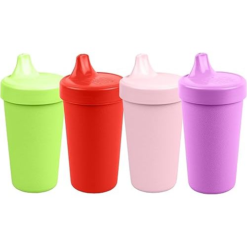 Re-Play Sippy Cups for Toddlers - 10 Oz. Reusable Spill Proof Cups for Kids, Dishwasher/Microwave Safe - Made in USA - Set of 4-3.13" x 6.25" - Grinchmas