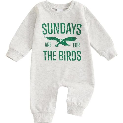 Honganda Newborn Infant Baby Boy Girl Football Jumpsuit Sundays are for The Birds Football Onesie Fall One Piece Outfit